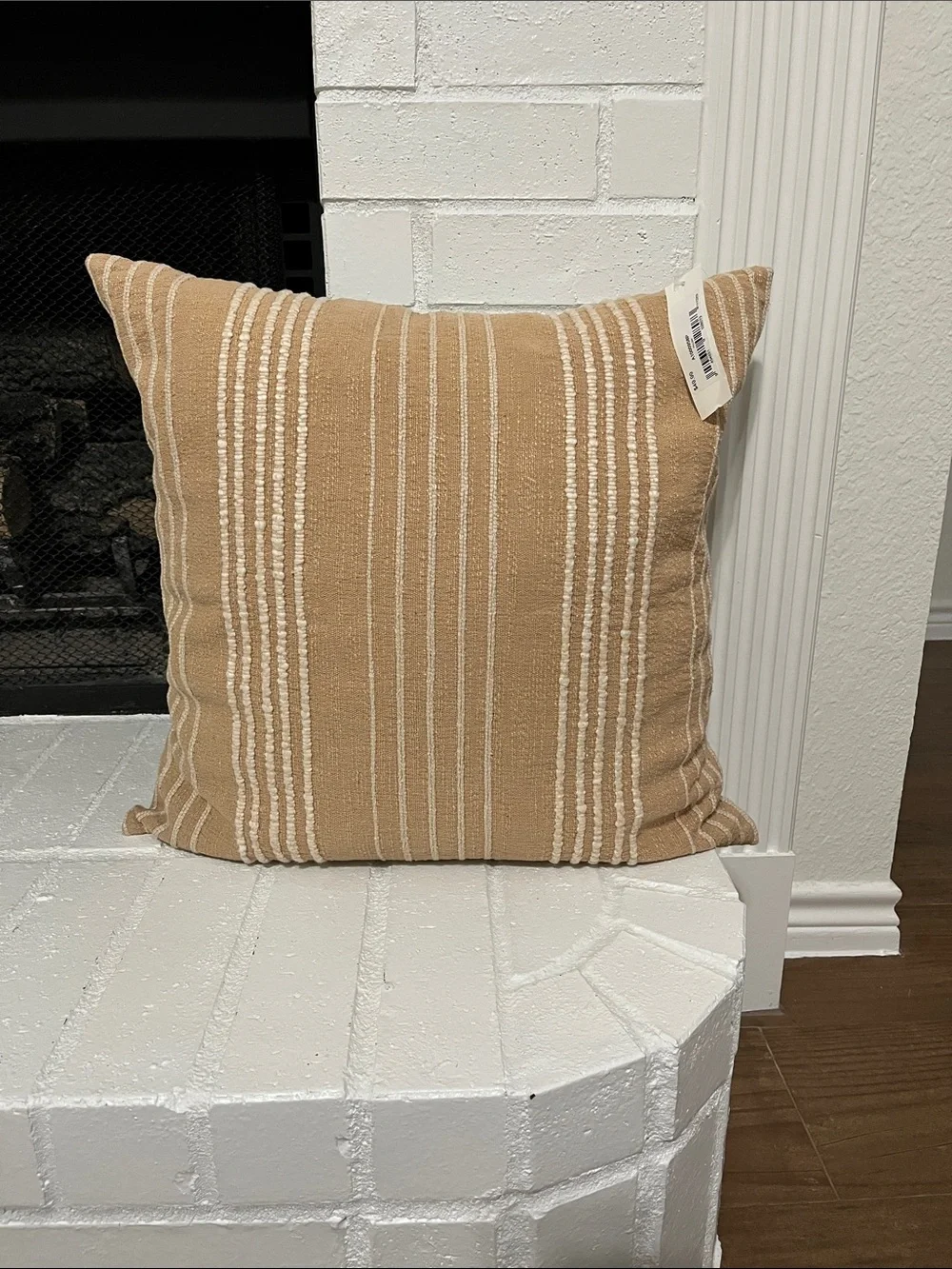 Tan Striped Decorative Throw Pillow Set - Neutral Accent Pillows